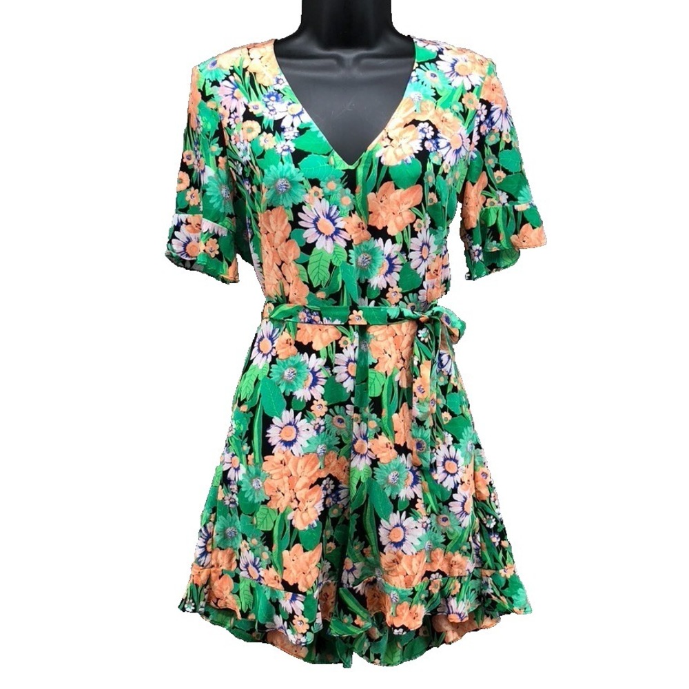 Sandro Eudelin Silk Romper Womens 36 Small Floral Going Out Party Coquette